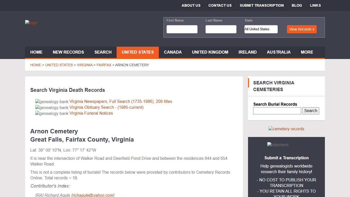 Arnon Cemetery - Fairfax County, Virginia